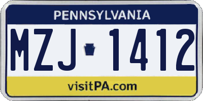 PA license plate MZJ1412