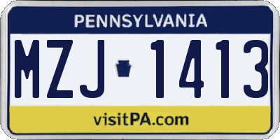 PA license plate MZJ1413