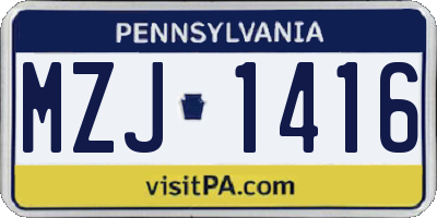 PA license plate MZJ1416