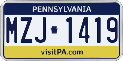 PA license plate MZJ1419