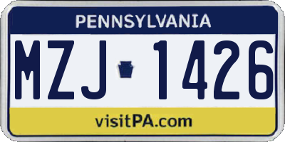 PA license plate MZJ1426