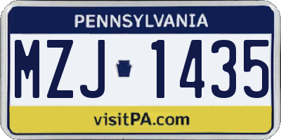 PA license plate MZJ1435