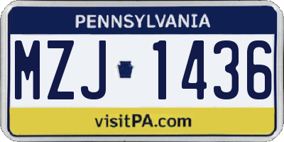 PA license plate MZJ1436