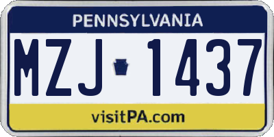 PA license plate MZJ1437