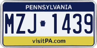 PA license plate MZJ1439