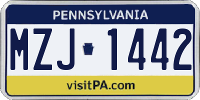 PA license plate MZJ1442