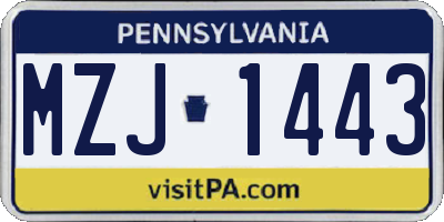 PA license plate MZJ1443