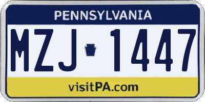 PA license plate MZJ1447