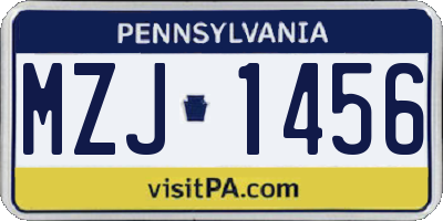 PA license plate MZJ1456