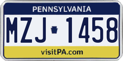 PA license plate MZJ1458