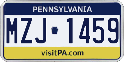 PA license plate MZJ1459
