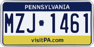 PA license plate MZJ1461