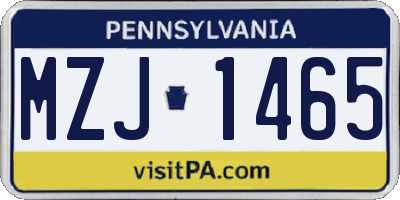 PA license plate MZJ1465