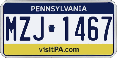 PA license plate MZJ1467