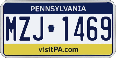 PA license plate MZJ1469