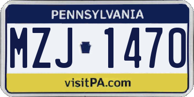 PA license plate MZJ1470