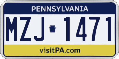PA license plate MZJ1471
