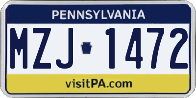 PA license plate MZJ1472