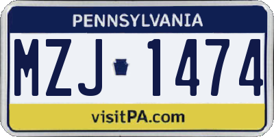 PA license plate MZJ1474