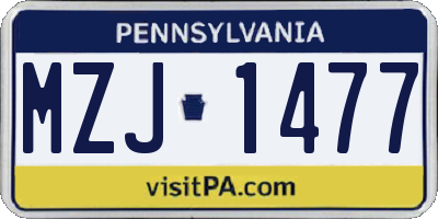 PA license plate MZJ1477