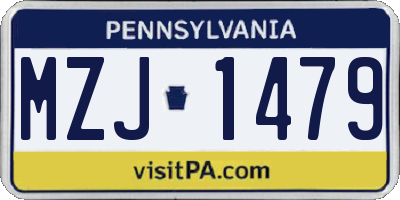 PA license plate MZJ1479