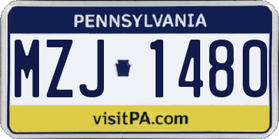 PA license plate MZJ1480