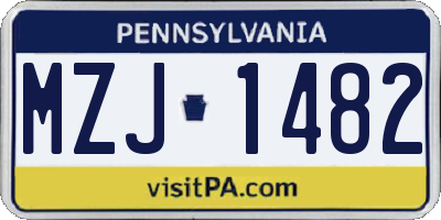 PA license plate MZJ1482