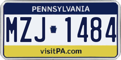 PA license plate MZJ1484