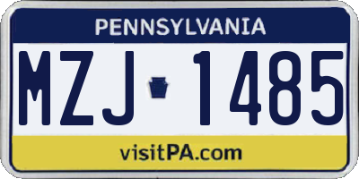 PA license plate MZJ1485