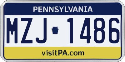 PA license plate MZJ1486
