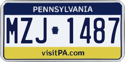 PA license plate MZJ1487