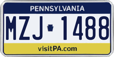 PA license plate MZJ1488