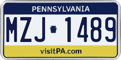 PA license plate MZJ1489