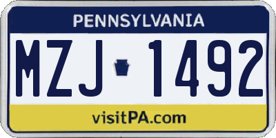PA license plate MZJ1492