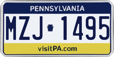 PA license plate MZJ1495
