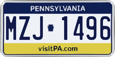 PA license plate MZJ1496