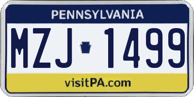 PA license plate MZJ1499