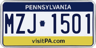 PA license plate MZJ1501