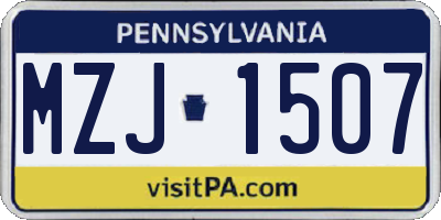 PA license plate MZJ1507