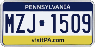 PA license plate MZJ1509