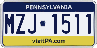 PA license plate MZJ1511