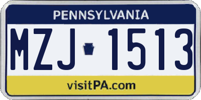PA license plate MZJ1513