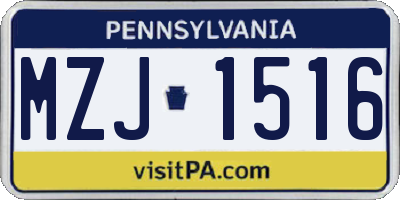 PA license plate MZJ1516
