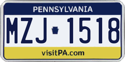 PA license plate MZJ1518