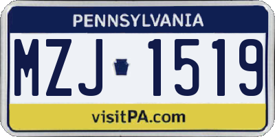 PA license plate MZJ1519