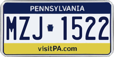 PA license plate MZJ1522