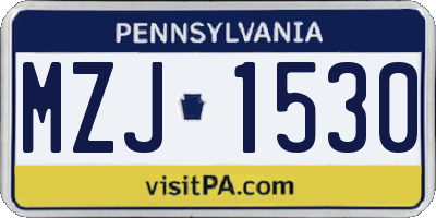 PA license plate MZJ1530