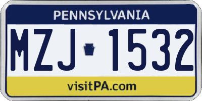 PA license plate MZJ1532