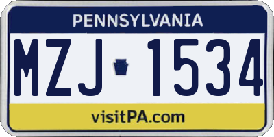 PA license plate MZJ1534