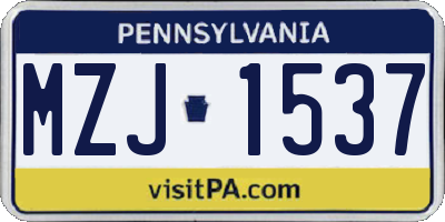 PA license plate MZJ1537